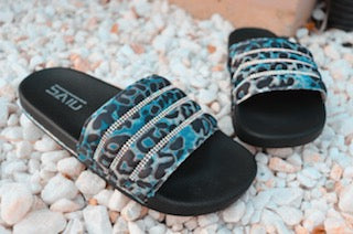 Midnight Dream - Leopard Rhinestone Slides